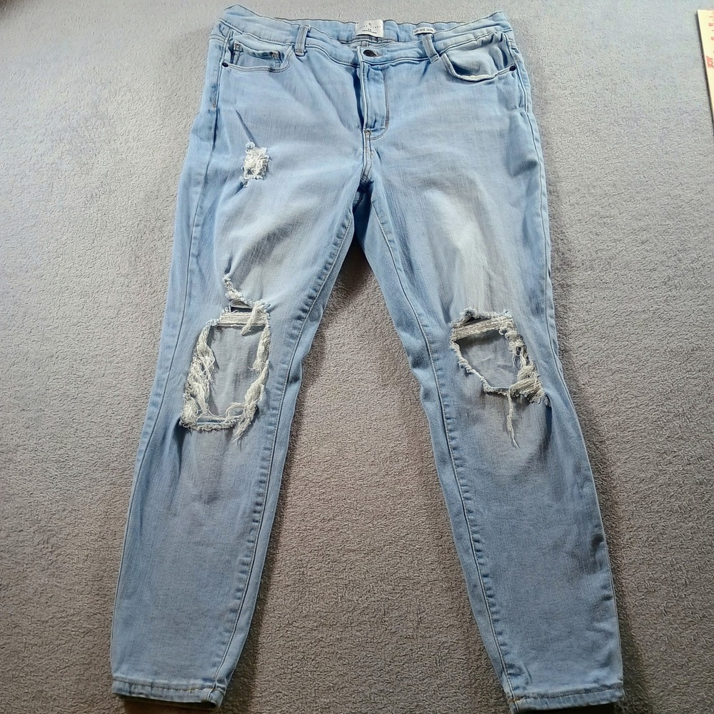 True Craft Women Mid-Rise Skinny Jeans Light Wash 14‎ Distressed Denim